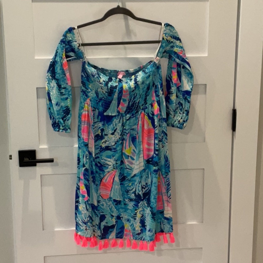 Lilly Pulitzer Blue and Pink Smocked Top